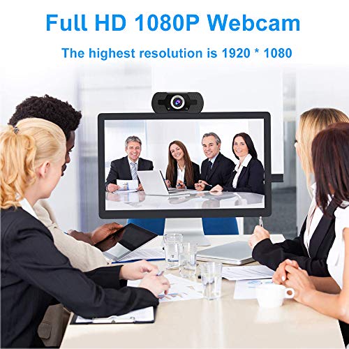 EasyULT Webcam 1080P Full HD, con Cubierta de Privacidad, PC Cámara Web de Alta Definiciócon Micrófono Reductor de Ruido y Corrección de iluminación Automática USB Plug and Play, para PC, Portátil