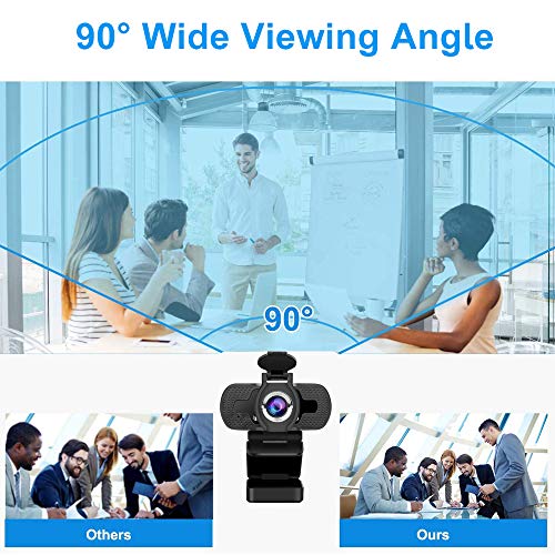 EasyULT Webcam 1080P Full HD, con Cubierta de Privacidad, PC Cámara Web de Alta Definiciócon Micrófono Reductor de Ruido y Corrección de iluminación Automática USB Plug and Play, para PC, Portátil