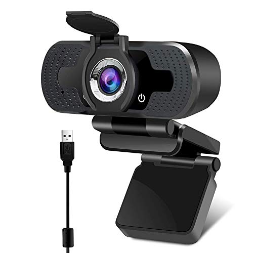 EasyULT Webcam 1080P Full HD, con Cubierta de Privacidad, PC Cámara Web de Alta Definiciócon Micrófono Reductor de Ruido y Corrección de iluminación Automática USB Plug and Play, para PC, Portátil