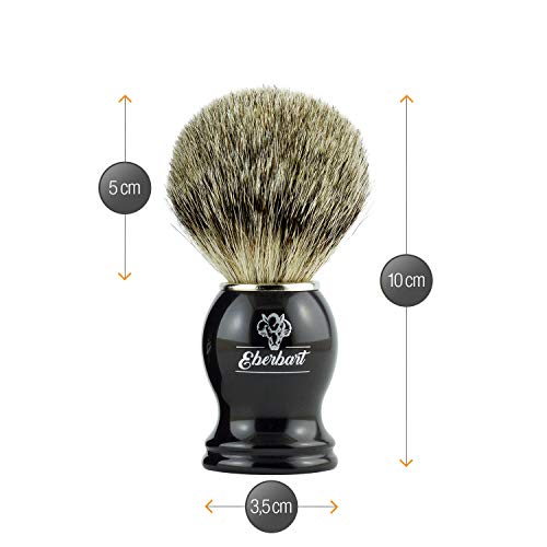 Eberbart Brocha de Afeitar de Cerdas de Tejón – Brocha de pelo natural de auténtico tejón para un afeitado profundo y agradable a la piel