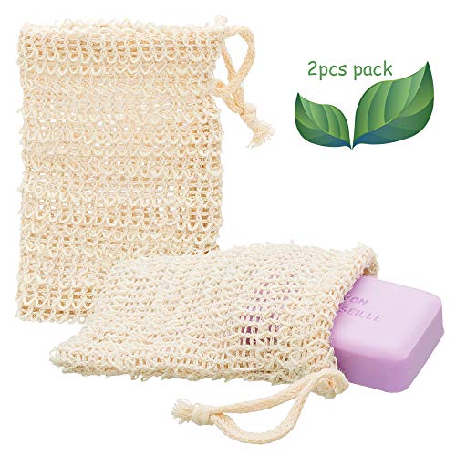 ECENCE 2X Fundas para jabón de sisal Natural Red para jabón Saco para jabón Bolsa para jabón 14cm x 9cm 23020202