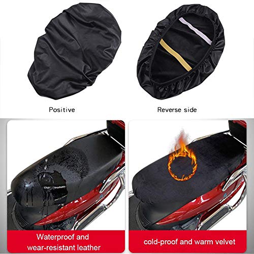 Ecisi Funda de Asiento de Motocicleta de diseño de Terciopelo y Cuero de Doble Cara 2 en 1, Protector de Cubierta de Asiento de Moto Universal Resistente al Desgaste para Todas Las Estaciones