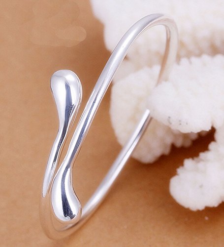 Ecloud Shop® Mujeres Niñas Joyería Plata 925 Apertura Ronda Doble Cabeza Pulseras Brazalete