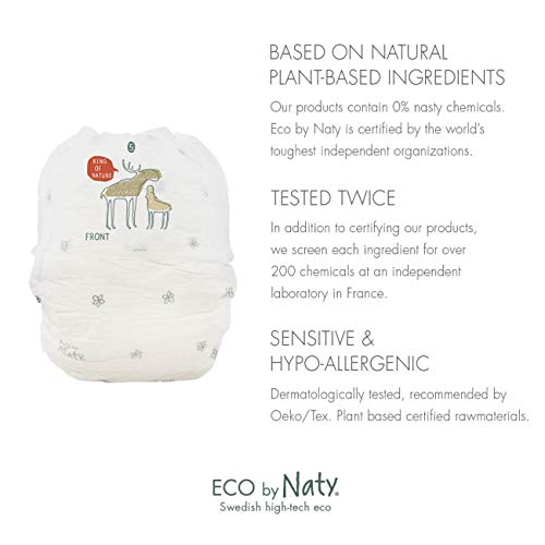 Eco by Naty, Pañales Pants, Talla/Tamaño 5, 80 pañales, 12-18kg, suministro para UN MES, Pañales pants ecológicos premium hechos a base de fibras vegetales. Sin sustancias nocivas