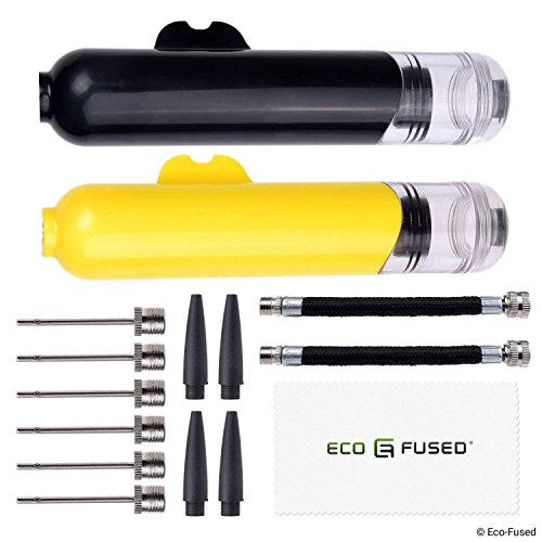 Eco-Fused 2X Inflador - Súper Compacto - Acción Doble (Infla Cuando Empujas y Cuando Halas) - para Pelotas de Deporte (Balones de Basquetbol, Fútbol, Soccer, Voleibol, etc.) e Inflables