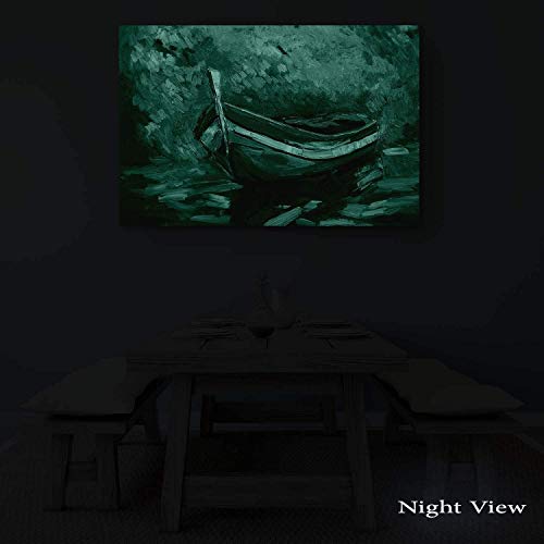 Eco Light - Lienzo decorativo para pared, diseño de barco azul moderno 80 x 120 cm azul