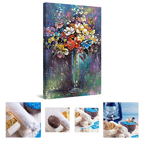 Eco Light Wall Art - Juego de 4 floreros de 80 x 120 cm para decoración del hogar y collage de spa (4 unidades, vista dual, arte sorpresa, enmarcado, listo para colgar)