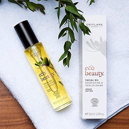 ECOBEAUTY Aceite facial Argán orgánico para cara 50ml- Altamente nutritivo con extracto de Algodón y Aceite de Argán. Vitamina E y nutrientes que suavizan y reconfortan la piel. Sin parabenos.