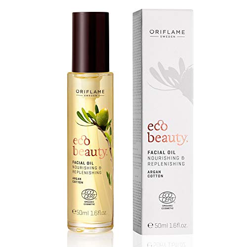 ECOBEAUTY Aceite facial Argán orgánico para cara 50ml- Altamente nutritivo con extracto de Algodón y Aceite de Argán. Vitamina E y nutrientes que suavizan y reconfortan la piel. Sin parabenos.