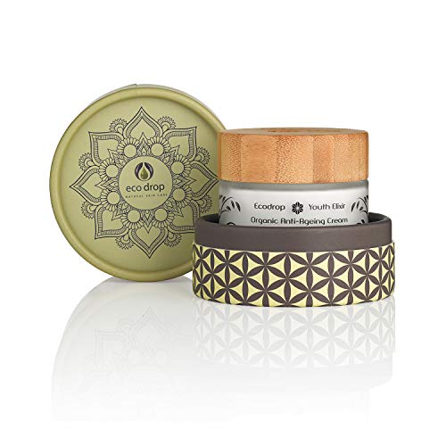 Ecodrop Organic Anti Ageing Cream | Crema Tratamiento Facial Antiedad Avanzada para Mujeres y Hombres | Completamente Natural | Con Ácido Hialurónico, Retinol y Aceite de Argán | Vegana