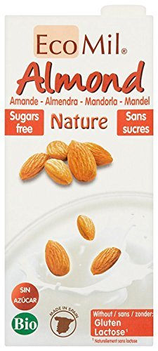 EcoMil Almond Nature, Bebida de almendra Sin azúcar - Pack de  3 unidades de 1L