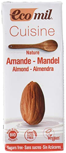 ECOMIL Cousine Almond Nature, Crema de Almendras para cocinar - Pack de12 unidades de 200 ml (192314)