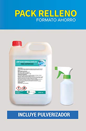 Ecosoluciones Químicas ECO-902 | 5 litros |Desinfectante de superficies hidroalcohólico | Uso profesional | Incluye pulverizador para rellenar.