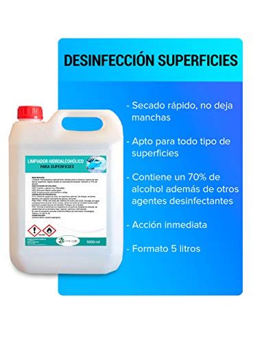 Ecosoluciones Químicas ECO-902 | 5 litros |Desinfectante de superficies hidroalcohólico | Uso profesional | Incluye pulverizador para rellenar.