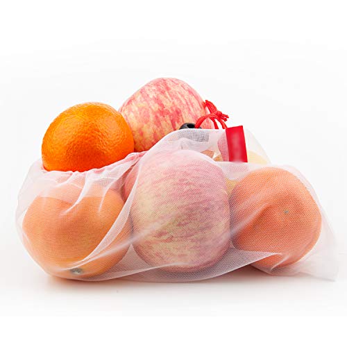 Ecowaare 15PCS Bolsas Reutilizables Compra Ecológicas Bolsas Fruta Reutilizables para Almacenamiento Verduras Juguetes Lavable y Transpirable 3 Tamaños (5*S, 5*M, 5*L)