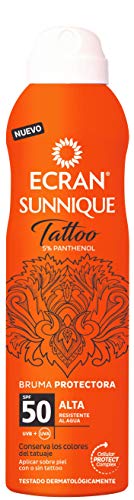 Ecran Sunnique Tattoo, Bruma Solar para Pieles con Tatuajes, con SPF50 - 250 ml