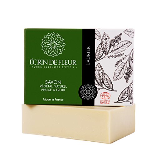 Écrin De Fleur | Jabón de Laurel | Certificado Orgánico | Hecho a Mano | Antibacteriano con Aceite de Oliva y de Laurel | Saponificado en Frio | Apto para el Lavado Frecuente de las Manos | 100g
