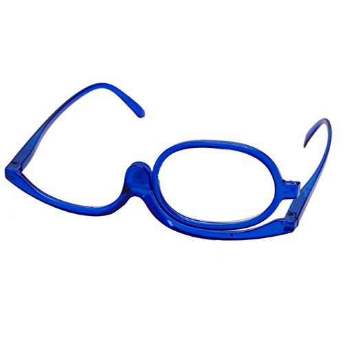 ECYC Gafas De Lectura De Maquillaje Con Aumento +4.0 Gafas Con Lentes Hacia Arriba, Izquierda Y Derecha, Azul