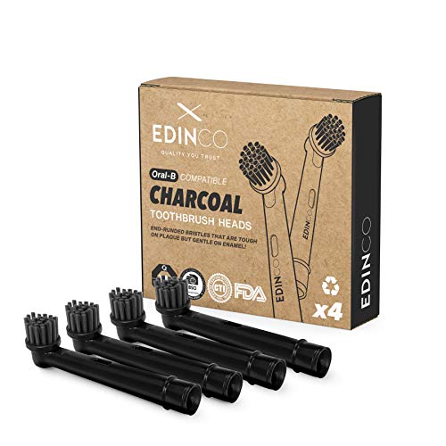 Edinco Cabezal de Recambio de Carbón Activado Para Oral-B Cepillo De Dientes Eléctrico Recargable Respetuoso Medio Ambiente Blanqueador Dental Natural Productos Antibacteriano Empaquetado Sin Plástico