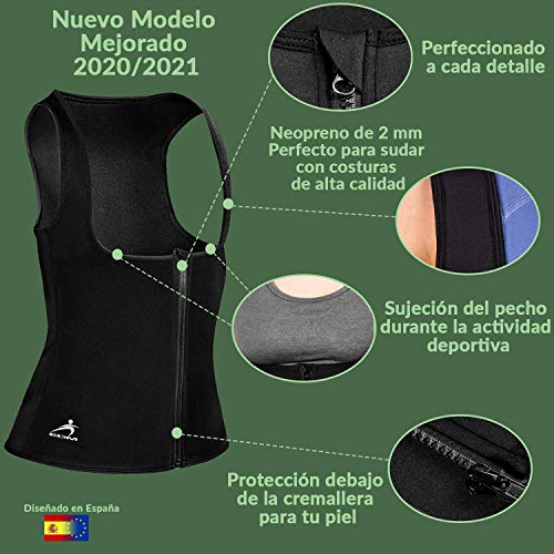 EDM - Chaleco Faja Quema Grasa Mujer con Cuerda Saltar - Faja Reductora Mujer Adelgazante - Camiseta Reductora Mujer - Chaleco Quema Grasa Mujer con Cremallera - Fajas De Neopreno para Adelgazar 2XL