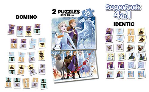 Educa Borrás- Frozen 2 Pack Contiene 2 Puzzles, 1 Juego de Memoria y 1 Domino, a Partir de 3 años, Color variado (18378) , color/modelo surtido