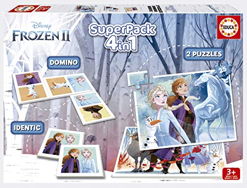 Educa Borrás- Frozen 2 Pack Contiene 2 Puzzles, 1 Juego de Memoria y 1 Domino, a Partir de 3 años, Color variado (18378) , color/modelo surtido