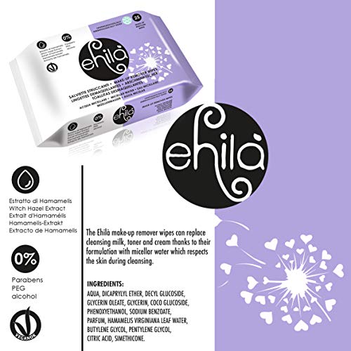 Ehilà - Toallitas Desmaquillantes con Agua Micelar y Extracto de Hamamelis - Caja de 12 paquetes (Total 300 Toallitas)