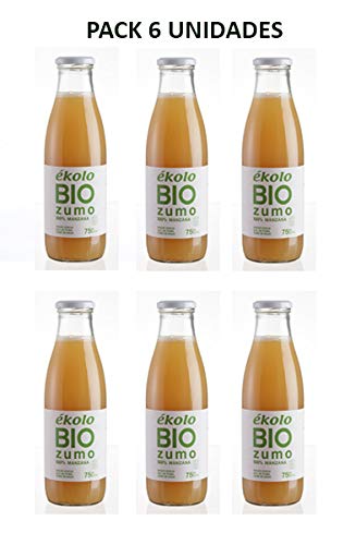 ÉKOLO Zumo de Manzana Ecológico, 100% Exprimido, 6 Botellas x 750 ml, 4500 ml