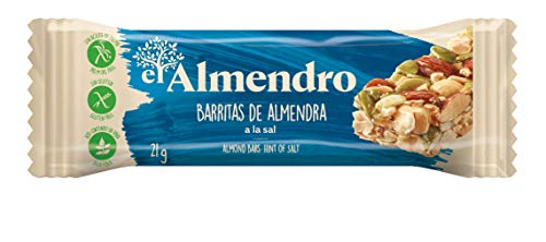 El Almendro - Barritas de Almendra a la Sal - 4x21 gr - Sin Gluten - Sin Aceite de Palma - Alto Contenido en Fibra