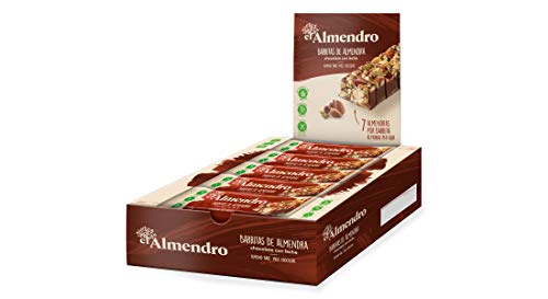 El Almendro - Barritas de Almendra y Chocolate con Leche -10x25 gr - Sin Gluten - Sin Aceite de Palma - Alto Contenido en Fibra