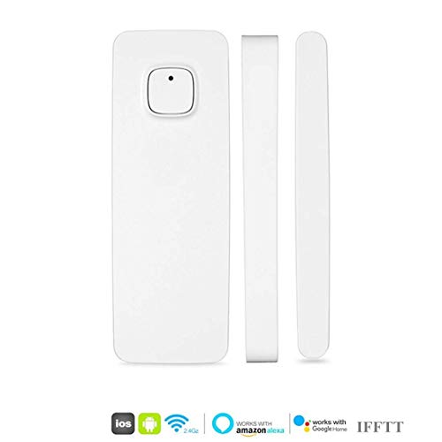 El detector de sensor de imán de puerta de ventana inteligente funciona con Alexa Google Home IFTTT para el sistema de alarma de seguridad antirrobo(paquete de 1)
