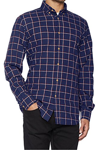 El Ganso 1050W170018 Camisa Casual, Marino, Blanco y Rojo, 41 para Hombre