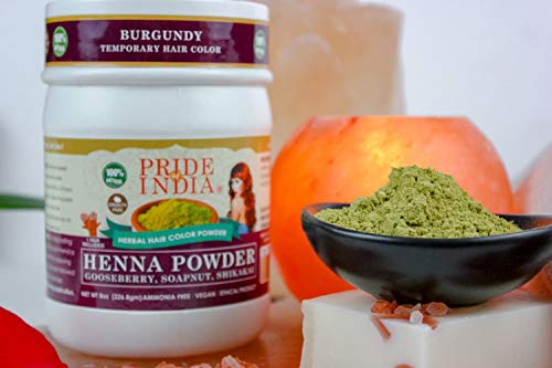 El orgullo de la India - polvo de henna pelo w/grosella espinosa india Soapnut y Shikakai, 240grams (8,5 oz)