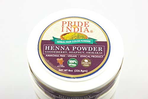 El orgullo de la India - polvo de henna pelo w/grosella espinosa india Soapnut y Shikakai, 240grams (8,5 oz)