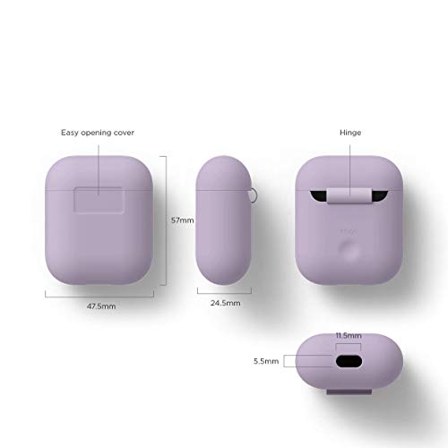 elago Funda AirPods Case Funda Premium Silicona Diseñado para Apple AirPods 1 & 2 (LED Frontal Visible) (Lavanda)