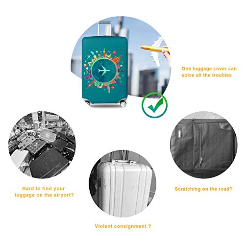 Elástico Funda Protectora de Maleta, Chickwin Espesar Protector Duradero y Lavable Plegable, el Tamaño se Ajusta a la Tapa del Maletero Funda de Poliéster de Viaje (Venecia,S (18-21inch))