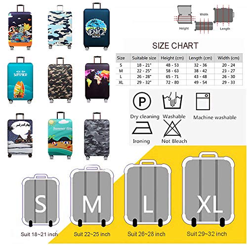 Elástico Funda Protectora de Maleta, Chickwin Espesar Protector Duradero y Lavable Plegable, el Tamaño se Ajusta a la Tapa del Maletero Funda de Poliéster de Viaje (Venecia,S (18-21inch))
