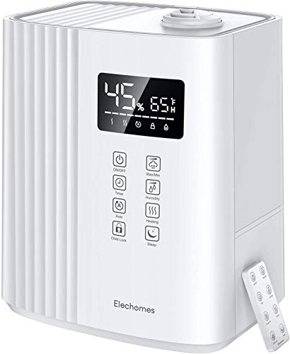 ELECHOMES 6.5L Humidificador Llenado Superior, Niebla Cálida y Fría para Dormitorio con Control Remoto, Modo Automático y de Reposo, Boquilla de 360 °, Apagado Automático SH8830