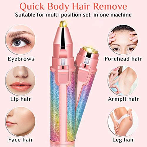 Eléctrica Depiladora Cejas, Aiemok 2 en 1 Depiladora Cejas Mujer Depiladora Facial Mujer Electrica, Flawless Depiladora de Cejas Afeitadora de Cejas USB Recargable con Luz LED para Cara Nariz Labio