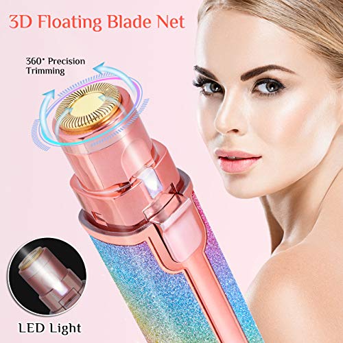 Eléctrica Depiladora Cejas, Aiemok 2 en 1 Depiladora Cejas Mujer Depiladora Facial Mujer Electrica, Flawless Depiladora de Cejas Afeitadora de Cejas USB Recargable con Luz LED para Cara Nariz Labio