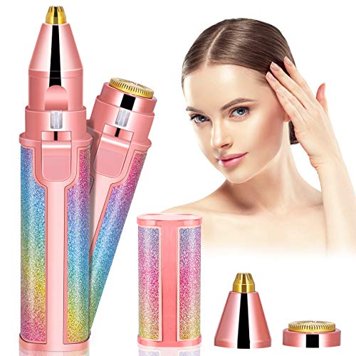 Eléctrica Depiladora Cejas, Aiemok 2 en 1 Depiladora Cejas Mujer Depiladora Facial Mujer Electrica, Flawless Depiladora de Cejas Afeitadora de Cejas USB Recargable con Luz LED para Cara Nariz Labio