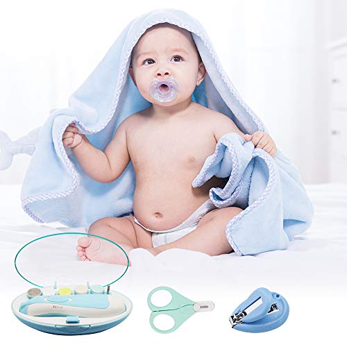 Eléctrico Lima de uñas del bebé Lima de uñas Set de Manicura y Pedicura para dedos de los pies y las uñas kit de Cortaúñas 6 intercambiables para niños recién nacidos y adultos cuidado seguro