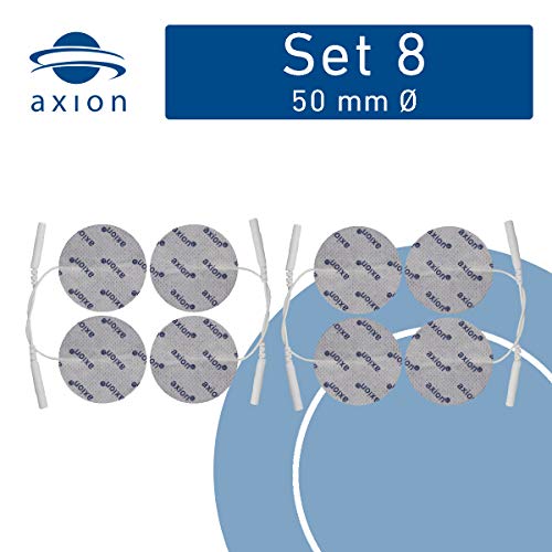Electrodos redondos con conexión clavija - 8 Parches TENS EMS 5cm diámetro - Para electroestimuladores conexión banana 2mm - Almohadillas calidad axion