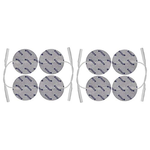 Electrodos redondos con conexión clavija - 8 Parches TENS EMS 5cm diámetro - Para electroestimuladores conexión banana 2mm - Almohadillas calidad axion