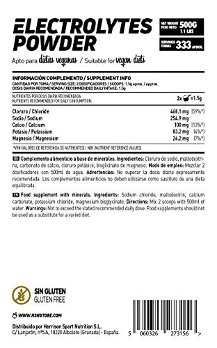 Electrolitos en Polvo de HSN Raw | Sales Minerales para Deporte: Ciclismo, Maratón, Triatón | Hidratación y Recuperación | Vegano, Sin Gluten, Sin Lactosa, Sin Carbohidratos, Sin Sabor, 500 gr