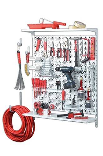 Element System Panel perforado 11300-00015 ORGANIZER 3 de metal, de 72 piezas incluyendo tornillos y tacos, blanco