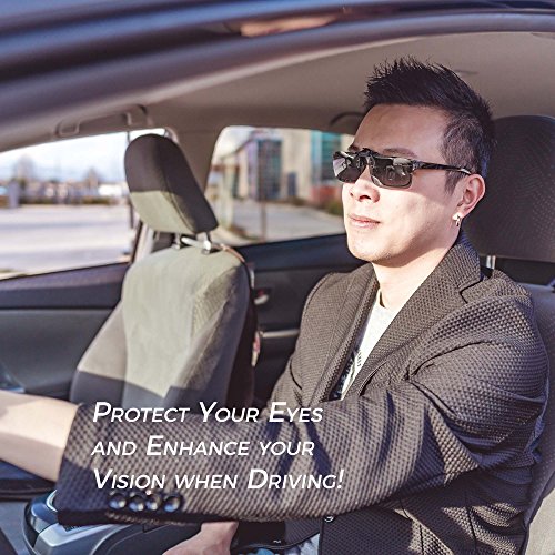 ElementsActive Gafas de sol polarizadas con función de volteo para hombre Grande Negro