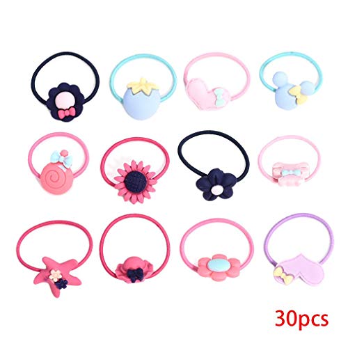 Elenxs Anillo de la Venda del Pelo Cola de Caballo 30pcs del corazón Sombrero de la Flor Muchacha de los Cabritos Hairband elástico del Pelo