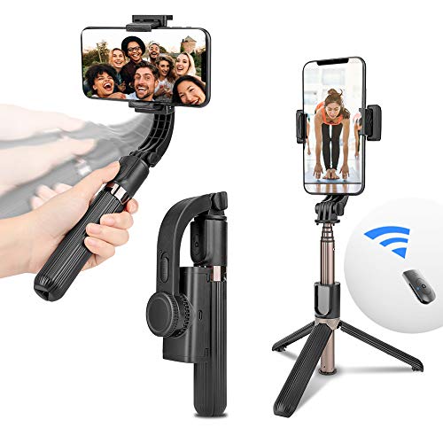 Eletorot Palo Selfie Estabilizador Trípod, Gimbal Stabilizer Selfie Stick Antivibración con Bluetooth y Control Remoto 360° Rotable,Deportivo Extensible para Viaje Selfie Video Ahora