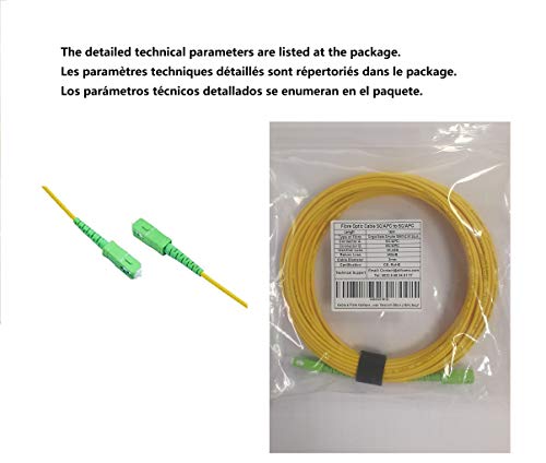Elfcam Fibra óptica cable SC / APC a SC / APC monomodo simplex 9/125, Compatible con Orange, Movistar, Vodafone y Jazztel